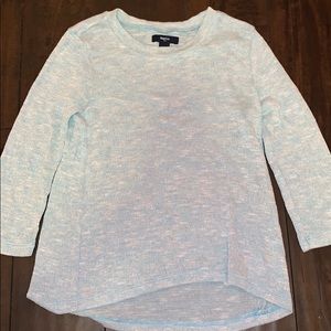 Baby blue long sleeve shimmery blouse.
